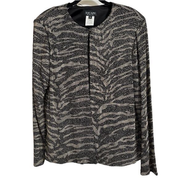 XSCAPE SPARKLING GOLD GLITTER‎ STRETCH CARDIGAN & TANK TOP SET XL NWT - Picture 1 of 16